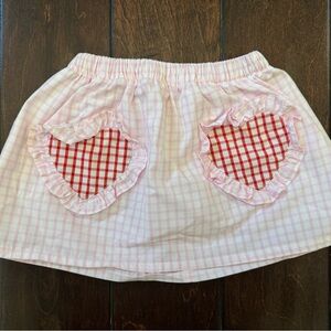 Cecil & Lou Pink Windowpane Kids Skirt with Heart Pockets